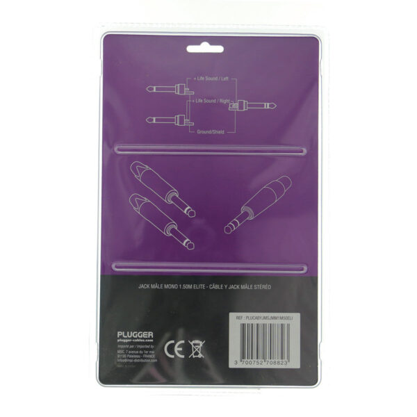 Plugger - Y Jack M Stereo Cable - Jack M Mono 1.50m Elite - Image 3