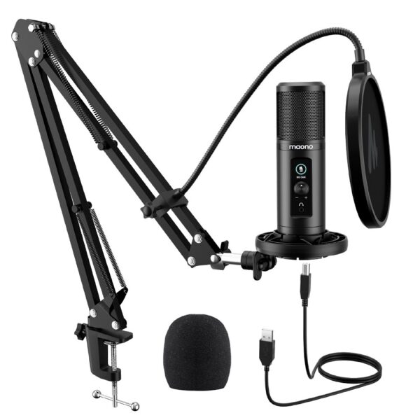 Maono - PM422 Podcast USB Set: Microphone + Boom Arm + Cable, Plug&Play