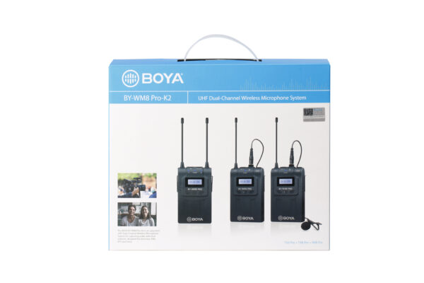 Boya - WM8 PRO-K2, profi UHF Wireless microphone system (2TX+1RX)