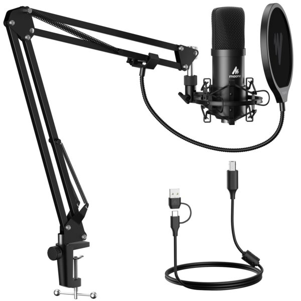 Maono - A04E, Set za podcasting: USB mikrofon+zglobni stalak+pop filter - Slika 2