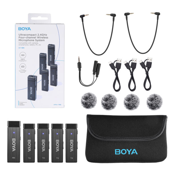 Boya - W4, Ultracompact Wireless Microphone System (4TX+1RX) - Slika 2