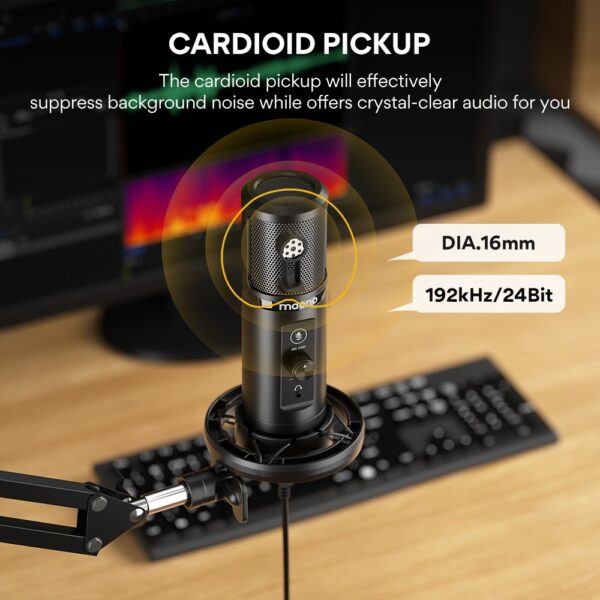 Maono - PM422 Podcast USB Set: Microphone + Boom Arm + Cable, Plug&Play - Slika 5