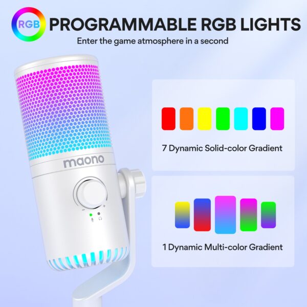 Maono - DM30RGB USB Gaming Microphone White - Slika 6