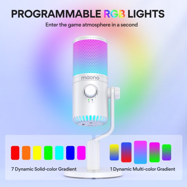 Maono - DM30RGB USB Gaming Microphone White - Slika 7