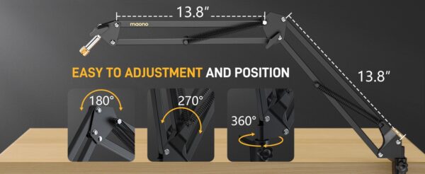Maono - BA20 Microphone Suspension Boom Scissor Arm Stand - Slika 7