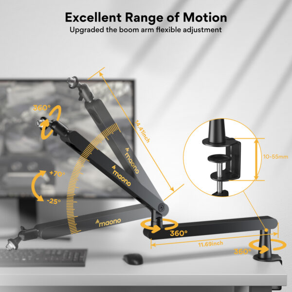 Maono - BA92 Microphone Suspension Boom Arm Stand - Slika 7