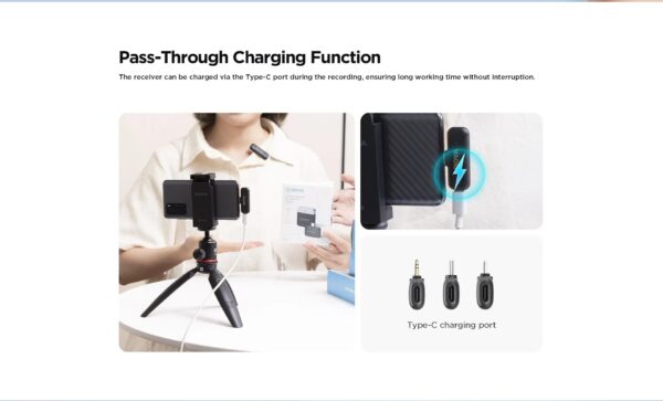Boya - WM3T2-U1, ultrakompakt. lavalier mikrofon s USB-C, 2TX + 1RX - Slika 7