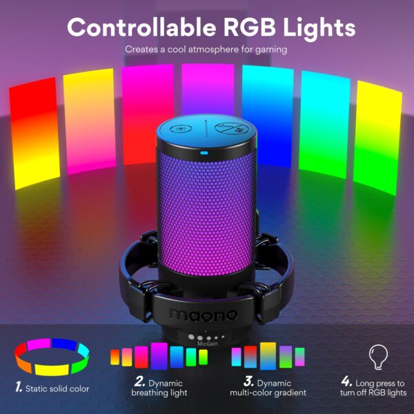 Maono - DGM20 GamerWave Condenser USB Gaming RGB Microphone - Slika 7