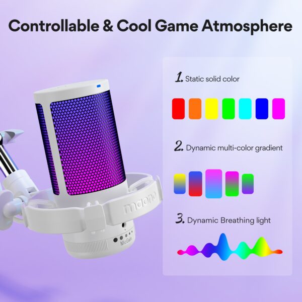 Maono - DGM20S Gamerwave Condenser USB Gaming RGB Microphone White - Slika 8