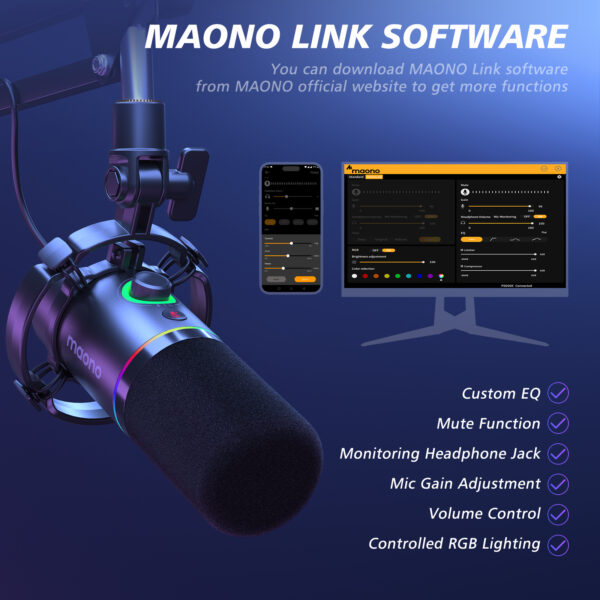 Maono - PD200XS USB/XLR Dynamic Microphone Set with Boom Arm - Slika 9