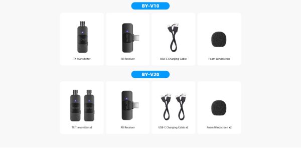 Boya - V20, najmanji 2.4Ghz bežićni mikrofon USB-C konekt. (2TX+1RX) - Slika 10