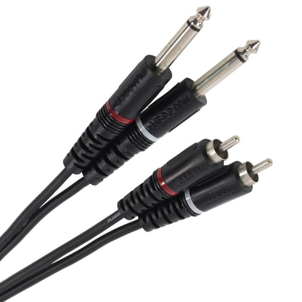Plugger - Audio stereo kabel 2x RCA M - 2x 6.35mm Jack M Mono 1.50m Easy