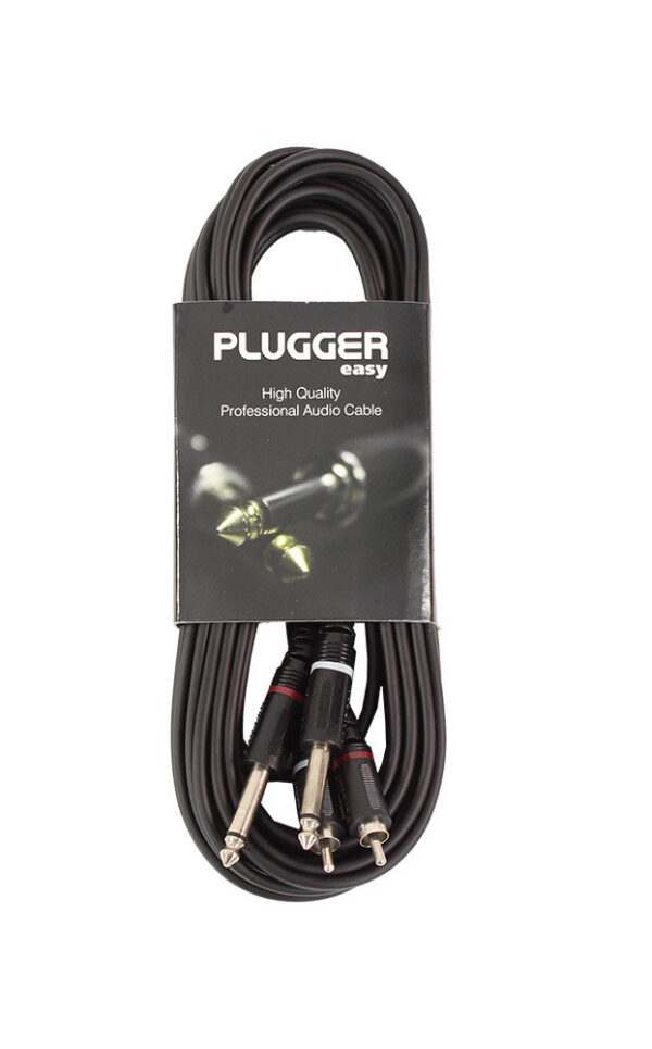 Plugger - Audio stereo kabel 2x RCA M - 2x 6.35mm Jack M Mono 6m Easy - Slika 2