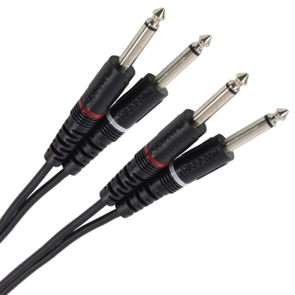 Plugger - Audio stereo kabel 2x 6.35mm Jack M Mono - 2x 6.35mm Jack M Mono 1.5m Easy