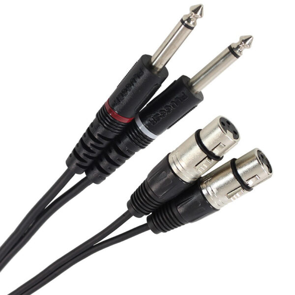 Plugger - Audio stereo kabel 2x XLR Ž 3b - 2x 6.35mm Jack M Mono 0.60m Easy