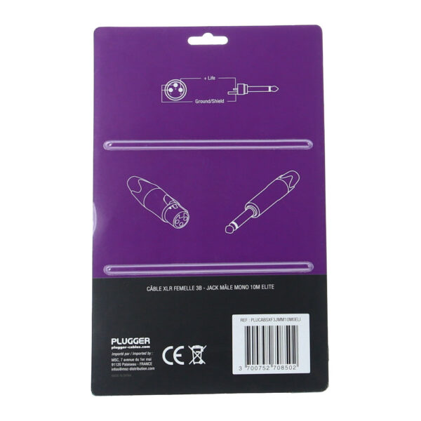 Plugger - Kabel XLR Ž 3b - Jack M mono 0,6m Elite - Slika 3