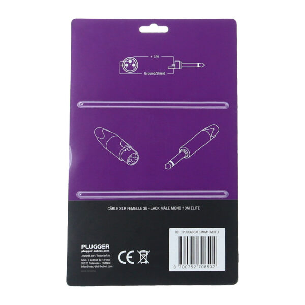 Plugger - Kabel XLR Ž 3b - Jack M mono 6m Elite - Slika 3