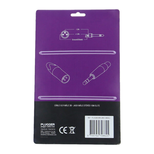 Plugger - Kabel XLR M 3b - Jack M Stereo 15m Elite - Slika 3