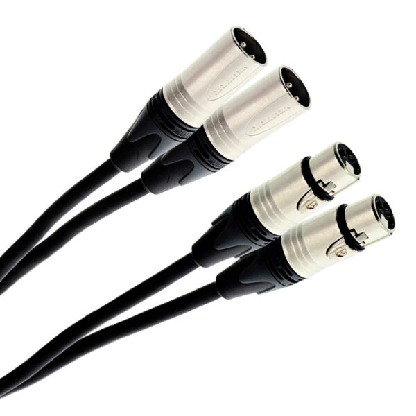 Plugger - Audio stereo kabel 2x XLR Ž 3b - 2x XLR M 3b 1.50m Elite