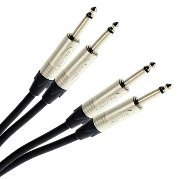 Plugger - Audio stereo kabel 2x 6.35mm Jack M Mono - 2x 6.35mm Jack M Mono 0.60m Elite