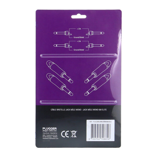 Plugger - Audio stereo kabel 2x 6.35mm Jack M Mono -2x 6.35mm Jack M Mono 3m Elite - Slika 3
