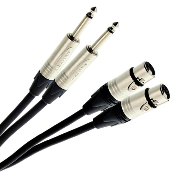 Plugger - Audio stereo kabel 2x XLR Ž 3b - 2x 6.35mm Jack M Mono 0.60m Elite