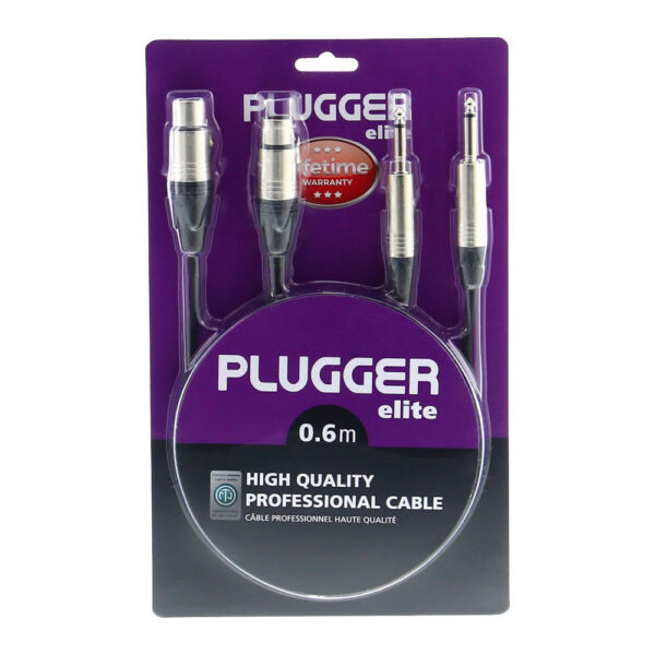 Plugger - Audio stereo kabel 2x XLR Ž 3b - 2x 6.35mm Jack M Mono 0.60m Elite - Slika 2