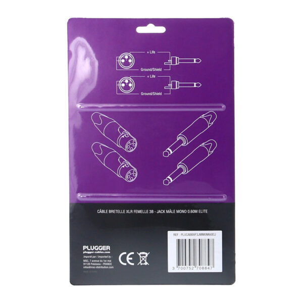 Plugger - Audio stereo kabel 2x XLR Ž 3b - 2x 6.35mm Jack M Mono 0.60m Elite - Slika 3