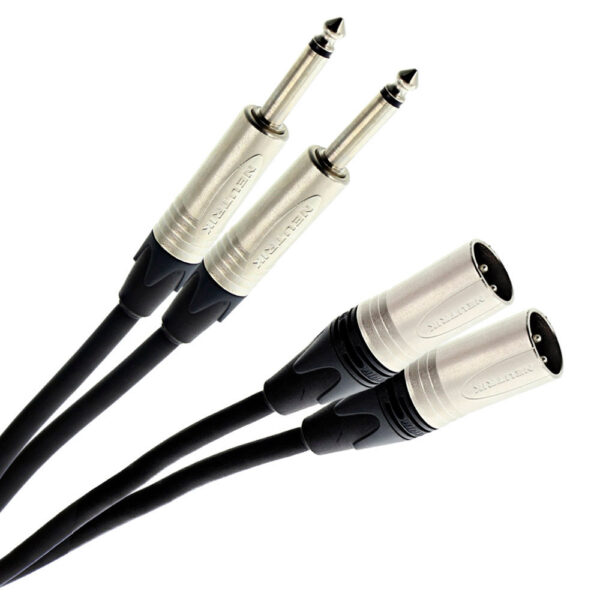 Plugger - Audio stereo kabel 2x XLR M 3b - 2x 6.35mm Jack M 0.60m Elite