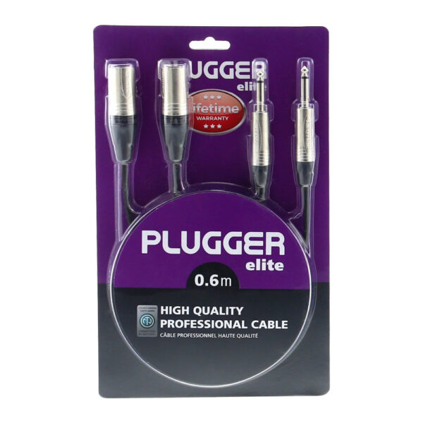 Plugger - Audio stereo kabel 2x XLR M 3b - 2x 6.35mm Jack M 0.60m Elite - Slika 2