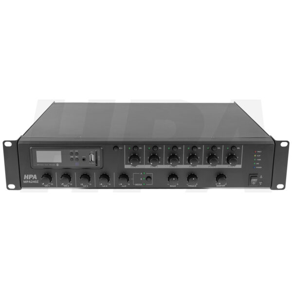 HPA - MPA240Z: 70V/100V/4Ω mixersko pojačalo 6 zona 240W, USB/SD/BT