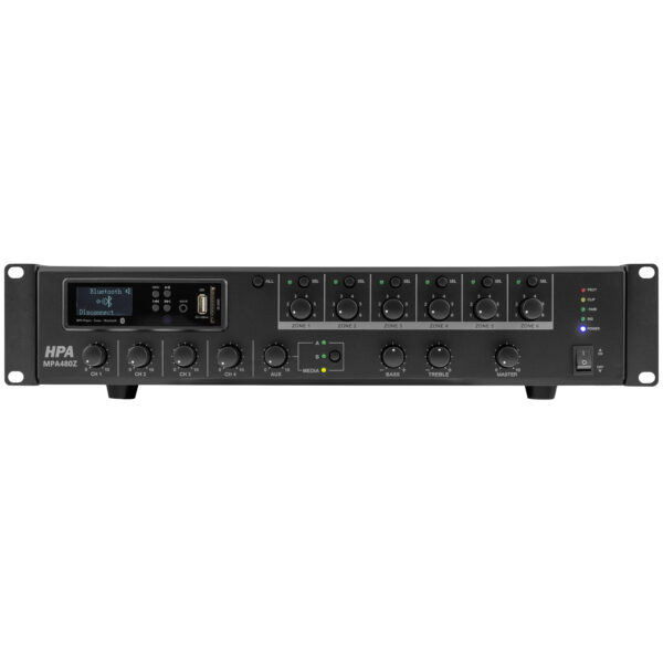 HPA - MPA480Z: 70V/100V/4Ω mixersko pojačalo 6 zona 480W, USB/SD/BT - Slika 2