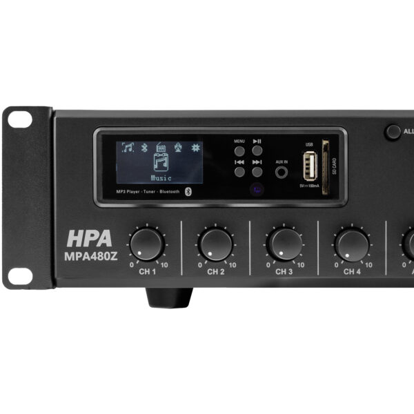 HPA - MPA480Z: 70V/100V/4Ω mixersko pojačalo 6 zona 480W, USB/SD/BT - Slika 5