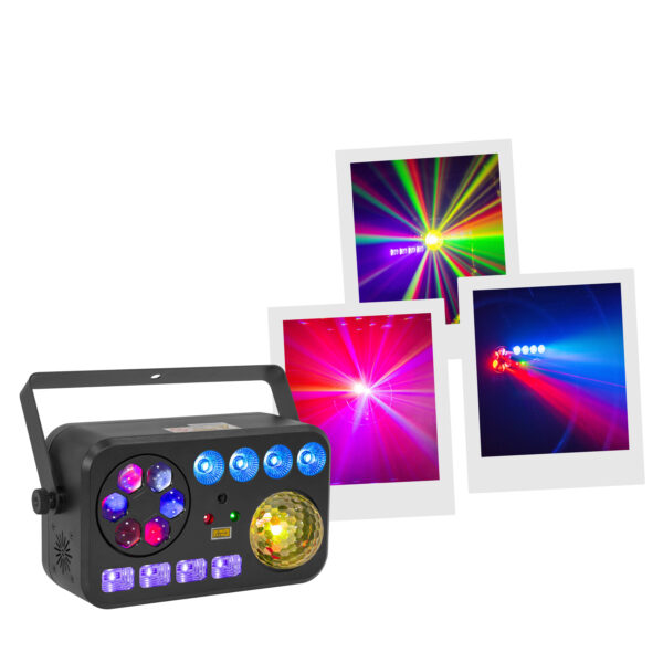BoomTone DJ - LightShow 6FX: RGBW,Laser,Strobo,UV,wash,gobo,cryst.ball